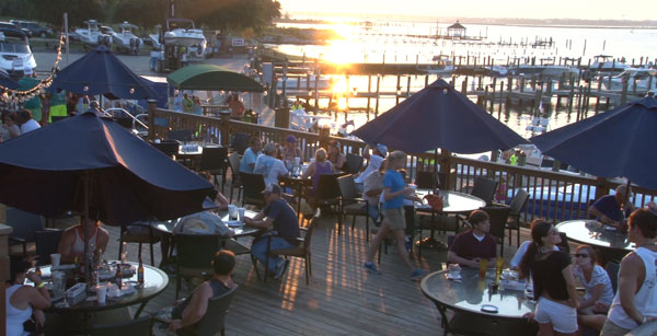 Deck overlooking Biloxi Back Bay and marina